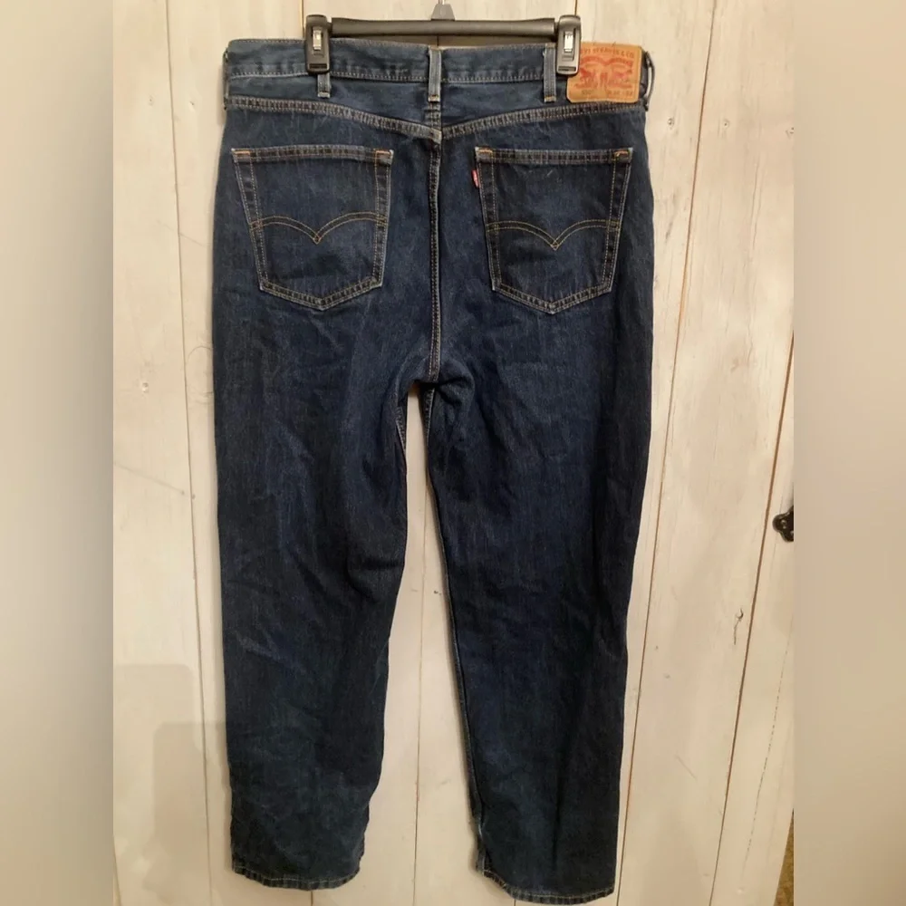 Levis Jeans Mens 38x32 Blue 550 Relaxed Fit Straight‎ Dark Wash Denim